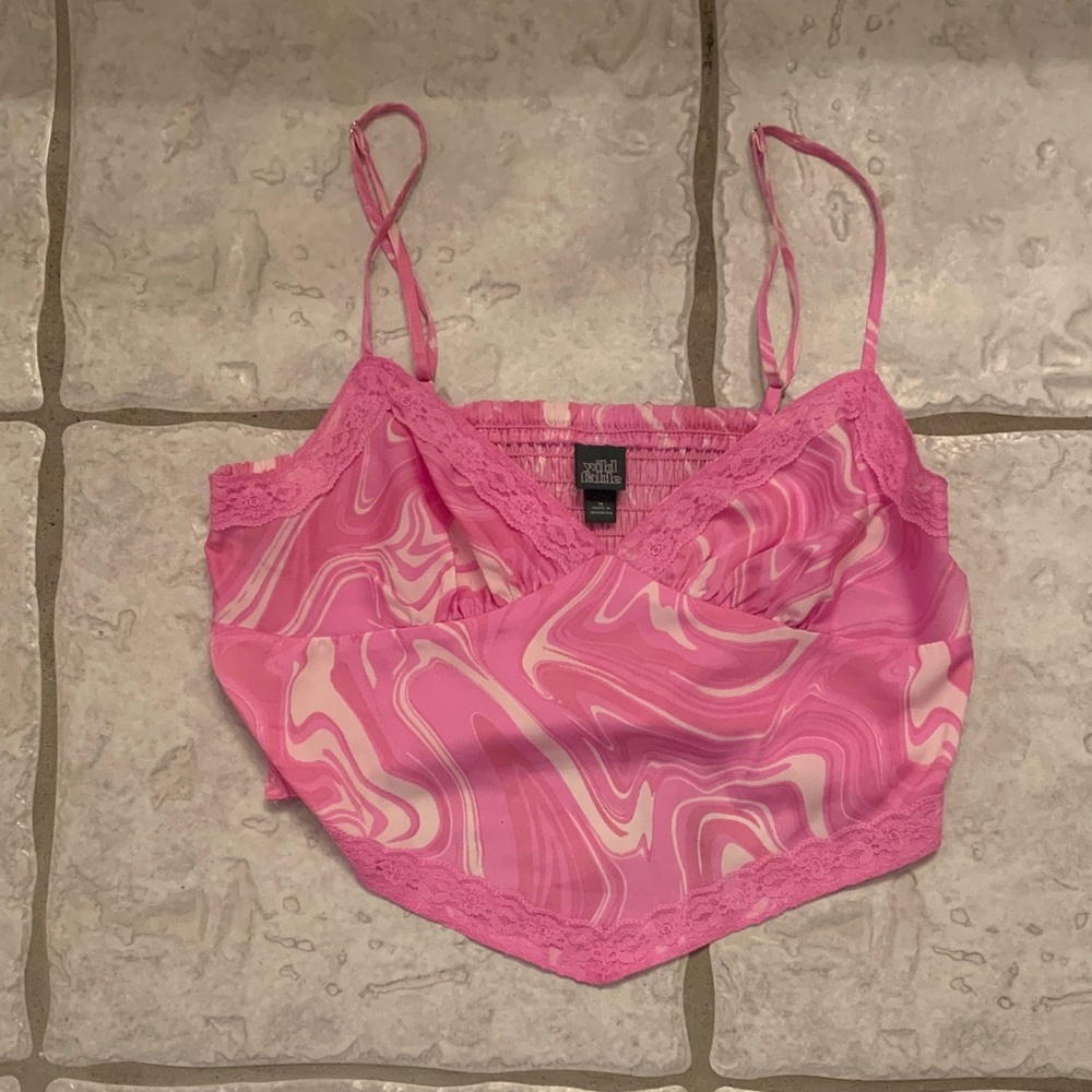 Wild Fable Pink Swirl Cropped Tank Top